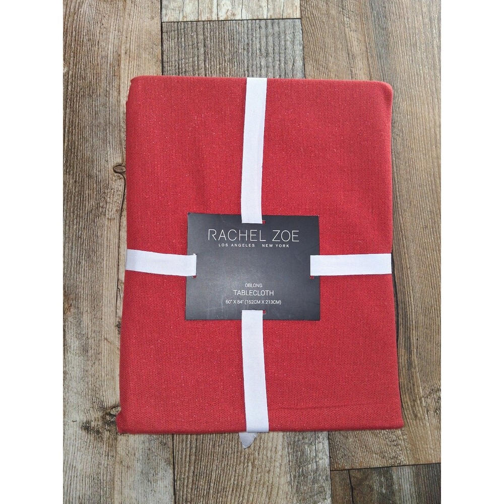 NEW! Rachel Zoe Red w/ Metallic Shimmer Oblong Tablecloth, 60" x 84"